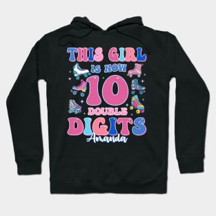 Double Digits 10 Birthday Tee Roller Birthday Tee Custom Birthday Girl Gift Rollin' into 10 Hoodie